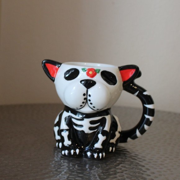 Day of the Dead Skeleton Gothic Halloween Dog Mug - Picture 3 of 4